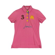 JOULES Beaufort Lark Pink Polo Shirt Women&#39;s 6, Embroidered Logos &amp; Big ... - $27.09