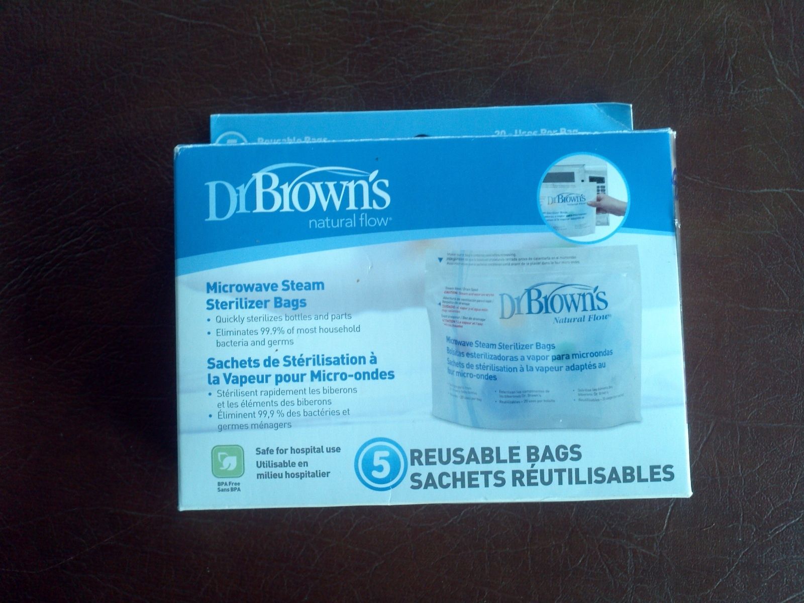DR BROWN natural flow microwave steam sterilizer bags   ( 4 bags ) - $6.93