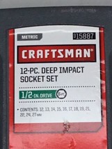 NEW Craftsman 12 Pc Deep Impact Socket Set 1/2” Drive 6 Pt Metric # 15887 - £58.71 GBP