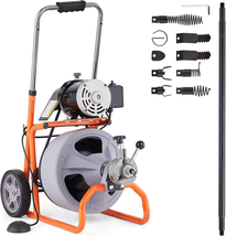 75FT X 3/8 Inch, Auto Feed Sewer Snake Drain Auger on Wheels, Portable D... - $483.92