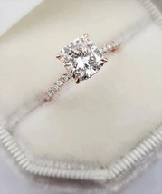 CZ AAA+Hidden Halo Cushion Cut Moissanite Engagement Cushion Cut Wedding Ring  - £43.96 GBP