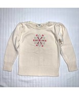 OshKosh Ivory Knit Snowflake Heart Applique Girl Pullover Puff Sleeve Sw... - £8.56 GBP