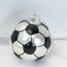  Blown Mercury Glass Christmas Ornament Soccer Ball 3 1/2&quot; Diameter - $18.61