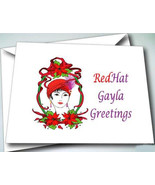 6 Red Hat HOLIDAY (CHRISTMAS) cards w/ envelopes FOR RED HAT LADIES OF S... - $12.19
