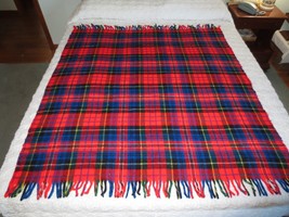 Red, Blue, Black PLAID Acrylic, Fringed  BLANKET or THROW - 50&quot; x 56&quot; - £11.77 GBP