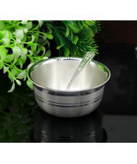 999 solid sterling silver bowl spoon stay baby/kids healthy, silver vess... - €234,63 EUR