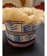 Handmade. Unique  Fluffy, Woven, Wool and Sisal Basket - $35.00