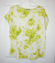 Chaps by Ralph Lauren Women Shirt 1X Green Prnt Short Sleeve Tee Stretch Top EUC - £15.44 GBP