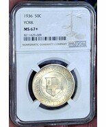1936 MS-67+ York County, Maine, Tercentenary Half Dollar NGC -Lovely gol... - $808.24 CAD