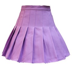 Women High Waist Solid Pleated Mini Slim Single Tennis Skirts ( L, Purple) - $45.53