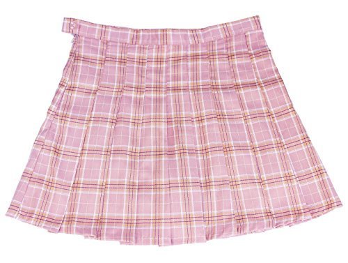 Primary image for Women's High Waisted Plaid Pleated scotland tennis Skort( L, pink white)