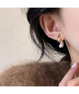 Elegant DualTone Water Drop Earrings 18K Gold  S925 Silver - $42.44 CAD