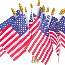 12 Pack Small American Flags on Stick 4x6 Inch US American Handheld Stic... - $17.76