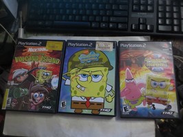 SpongeBob Games Sony PlayStation 2 PS2 lot of 3 Movie Volcano Island Bikini Bot - £21.68 GBP