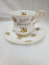 Vintage Queen&#39;s, Rosina China co. England, 25th anniversary, teacup and saucer - £19.96 GBP