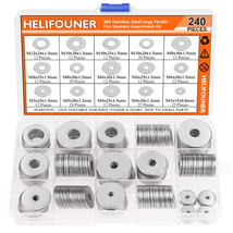 240 Pieces 15 Sizes 304 Stainless Steel Large Fender Washer Assortment Kit  - £24.82 GBP