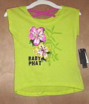 Baby Phat Toddler Girls High Low Shirt Green Flowers 12M 18M NWT - $10.49