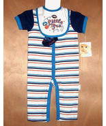 Vitamins baby Infant Boy 3 Piece Set Coverall Bib Socks Sizes 3M or 6M NWT - £11.16 GBP