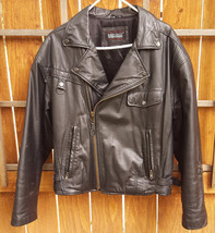 Mirage Leather Biker Jacket-Woman-40-Black-Zipper-Snap Buttons-Pockets - $186.99