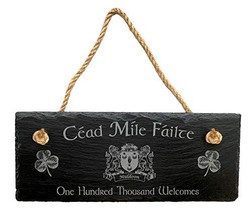 Muldoon Irish Coat of Arms Slate Plaque Blessing - &quot;Céad Míle Fáilte&quot; - £22.10 GBP