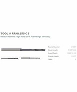 RRH1255-C3 - .1870&quot; Diameter Carbide Right Hand Spiral Reamer, 1&quot; Flute ... - $30.30