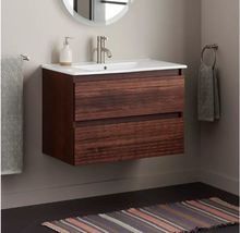 New Hickory Brown 32&quot; Kiah Wall-Mount Double Vanity, 480831 by Signature Hardwar - £634.81 GBP