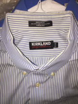 KIRKLAND SIGNATURE Button Down Men&#39;s Long Sleeve Dress Shirt 17-1/2 33 N... - £12.55 GBP