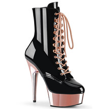 PLEASER Sexy 6&quot; Heel Gold Chrome Platform Stripper Black Women&#39;s Ankle Boots - £78.26 GBP