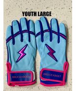 BRAND NEW YOUTH BRUCE BOLT BABY BLUE &amp; PINK PREMIUM BATTING GLOVES YOUTH... - $58.79