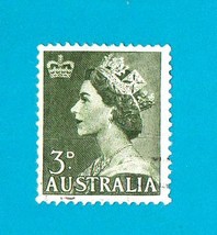 1953 Queen Elizabeth II Australia (used postage stamp) 234 DO4 3 P   dar... - $1.99