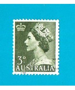 1953 Queen Elizabeth II Australia (used postage stamp) 234 DO4 3 P   dar... - $1.99