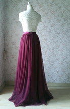 Burgundy Floor-length Tulle Skirt Outfit Bridesmaid Plus Size Tulle Skirt image 5