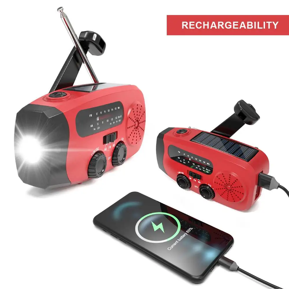 Solar Emergency Radio 2000mAh Hand Crank with LED Lights Radios Emergency - £11.11 GBP+