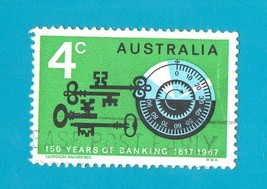 Australia #385 IO 4 C multicoloured Commemorative 150 Years of Banking 1967 - £1.56 GBP