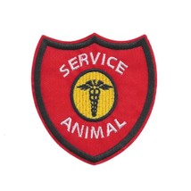 SERVICE ANIMAL IRON ON PATCH 3.15&quot; Embroidered Applique Red Badge ESA Co... - $4.95