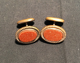 Old Vtg Gold Tone Cuff Links Rose Gold Decoration on Face - £32.10 GBP