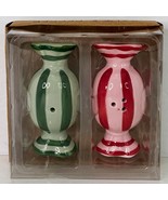Decorative Novelty Wrapped Candies Salt And Pepper Shakers Red Green &amp; W... - $18.88 CAD
