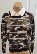 VERONICA BEARD  Alpha Camouflage Sweater with Removable Collar - Size Large - £94.16 GBP