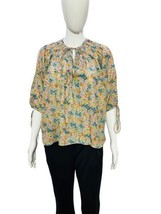 Doen Women Floral Printed Smocked Cotton Blouse Tunic Top Size L - £78.14 GBP