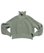 H&amp;M Womens Ribbed Knit Turtleneck Sweater US Small Sage Green Acrylic/Po... - €11,31 EUR