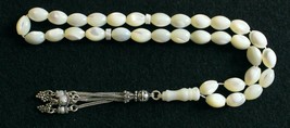 Prayer Beads Tesbih Gebetskette Mother of Pearl Beads &amp; Sterling Silver Tassel - £98.92 GBP