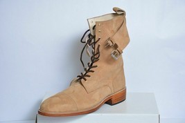 Brown Sole Beige Color Tone Superior Suede Leather Rounded Toe High Ankle Boots - £135.85 GBP+