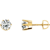 Round Diamond Stud Earrings 14k Yellow Gold (2.06 Ct,F-G Color,I1-SI3 Clarity) - £4,830.01 GBP