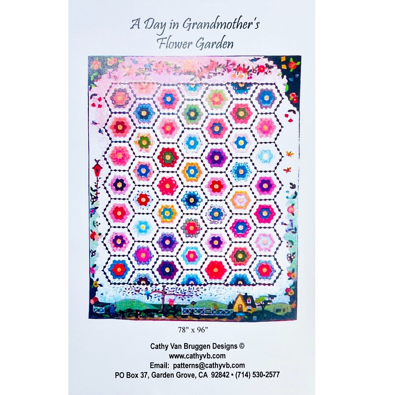 Primary image for A Day in Grandmother’s Flower Garden Quilt PATTERN by Cathy Van Brugge Designs