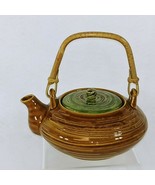 Teapot With Wood Handle Asian Inspired 2 Cup Capacity Collectible Vintage - $31.63