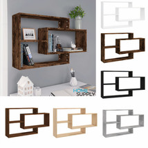 Modern Wooden Wall Mounted Shelving Rack Storage Shelves With 3 Compartm... - £35.68 GBP+
