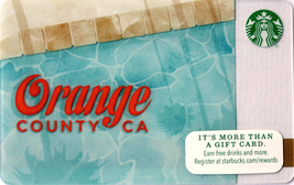 Starbucks 2015 Orange County, California Pool Collectible Gift Card New No Value - £3.16 GBP
