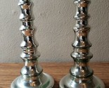IKEA SHIMMER 11&quot; Mirror Glass Candle Holder Stick Silver 601.032.22 Pair... - $54.99