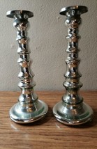 IKEA SHIMMER 11" Mirror Glass Candle Holder Stick Silver 601.032.22 Pair / Set - $54.99