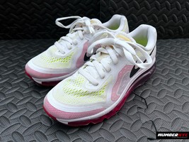 Nike 621078-105 Air Max Running Shoes Women Size 6.5 White Pink Neon Green - £62.57 GBP